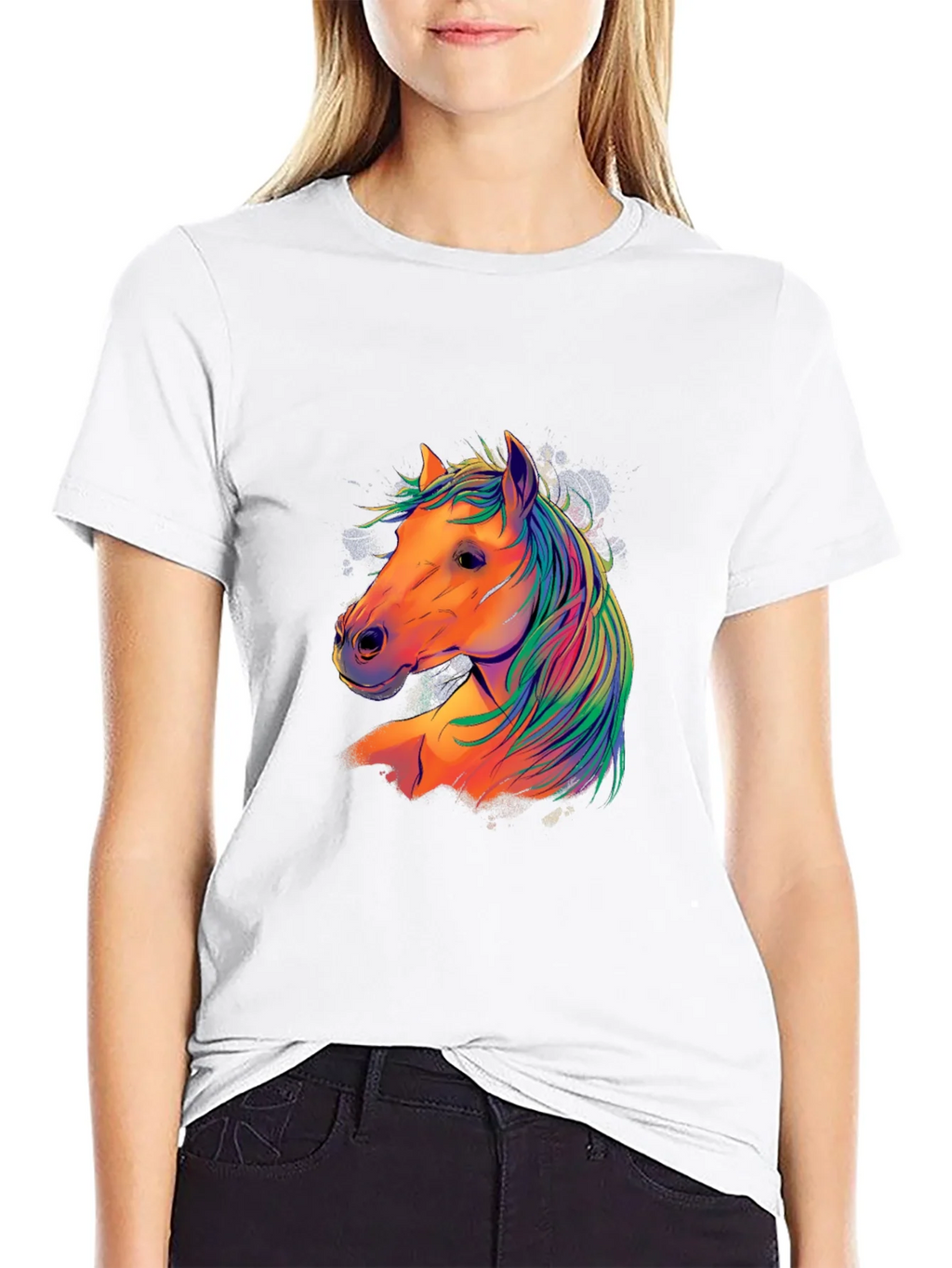 Colorful Horse Graphic T-Shirt - Black product image 8