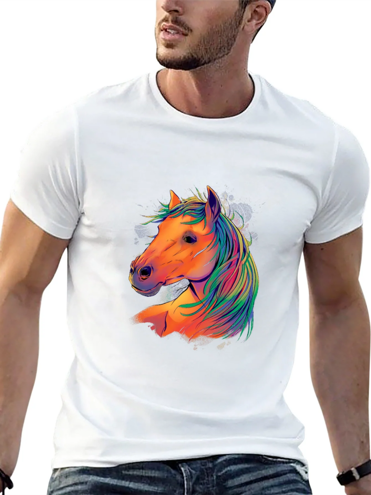 Colorful Horse Graphic T-Shirt - Black product image 12