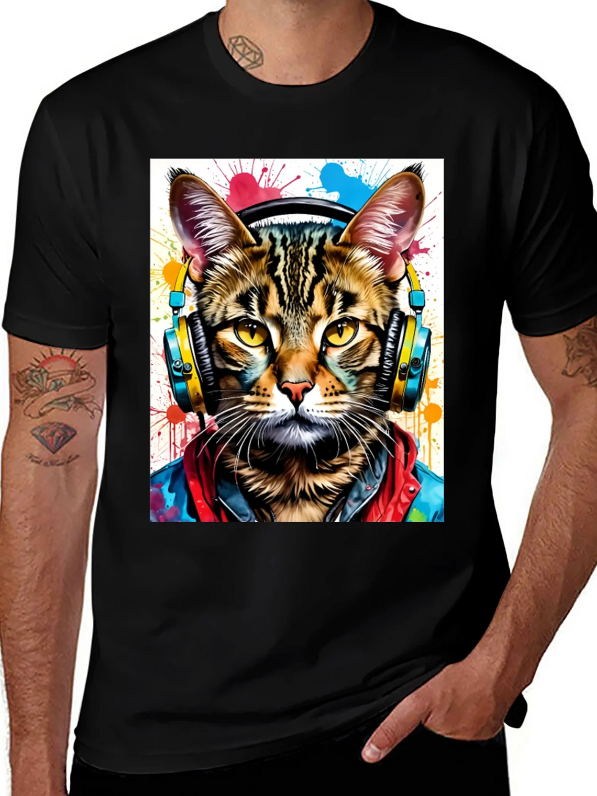 Cool Cat T-Shirt - Headphones & Streetwear Style product image 1