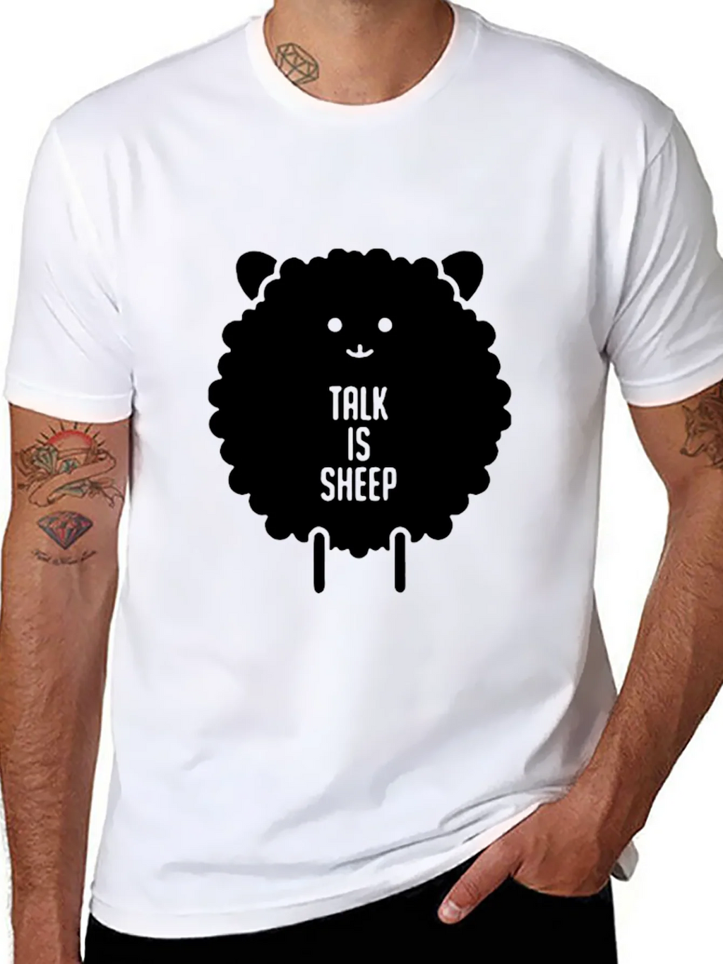Talk is Sheep Black Graphic T-Shirt product image 7