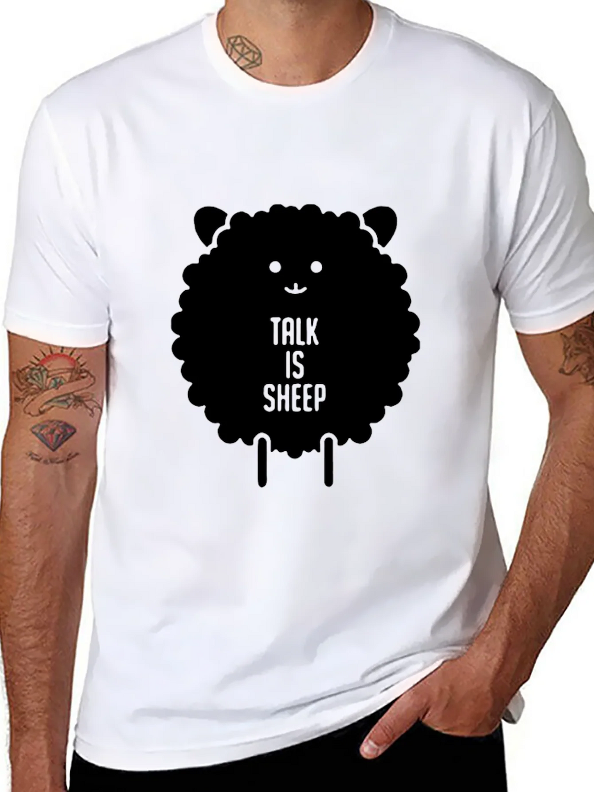 Talk is Sheep Black Graphic T-Shirt product image 7
