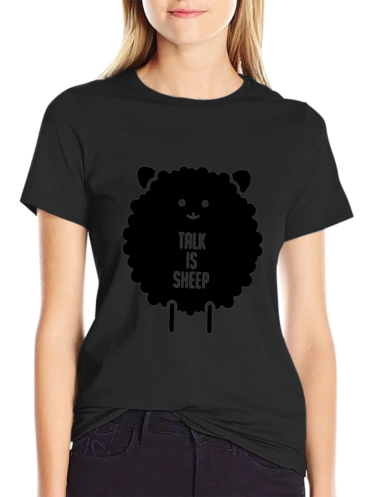 Talk is Sheep Black Graphic T-Shirt product image 2