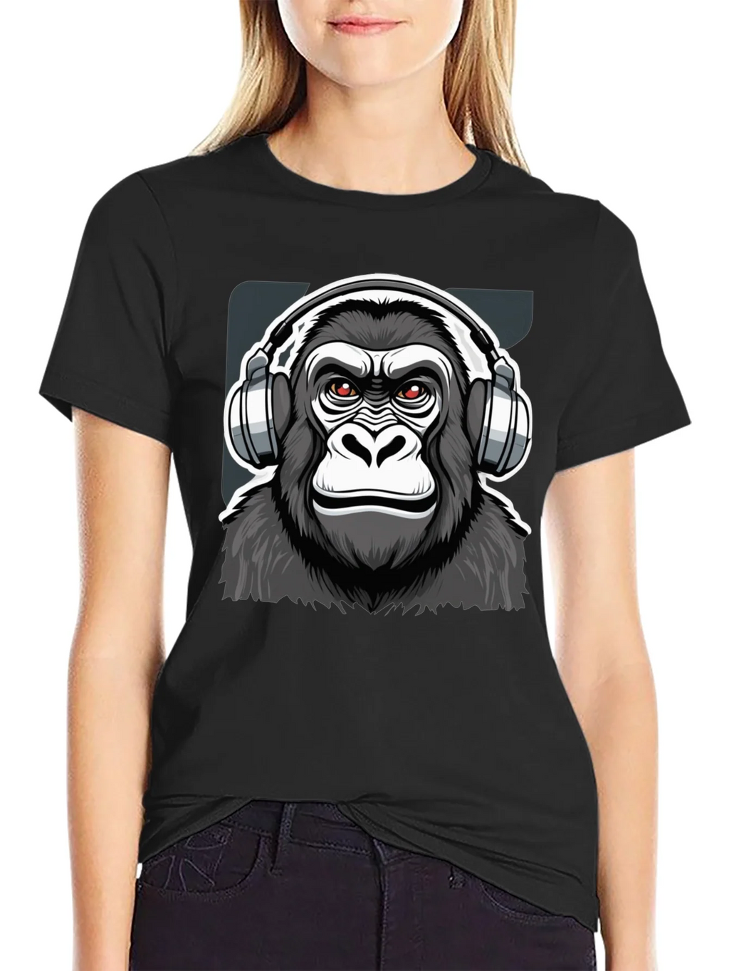 Cool Gorilla DJ Graphic T-Shirt - Black product image 2