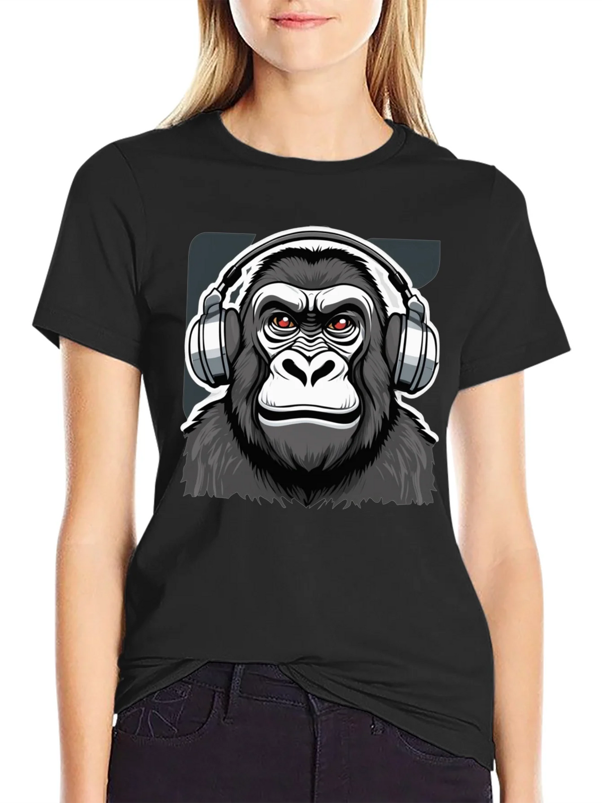Cool Gorilla DJ Graphic T-Shirt - Black product image 2