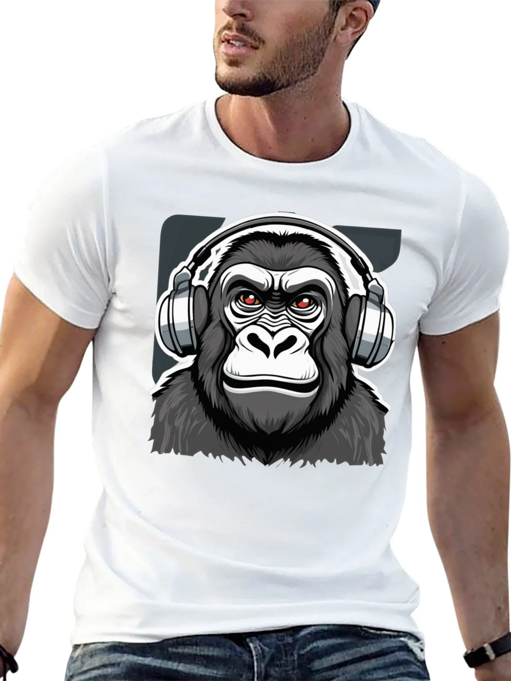Cool Gorilla DJ Graphic T-Shirt - Black product image 12