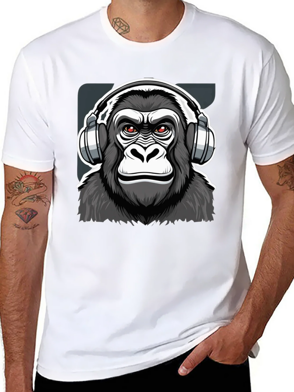 Cool Gorilla DJ Graphic T-Shirt - Black product image 7