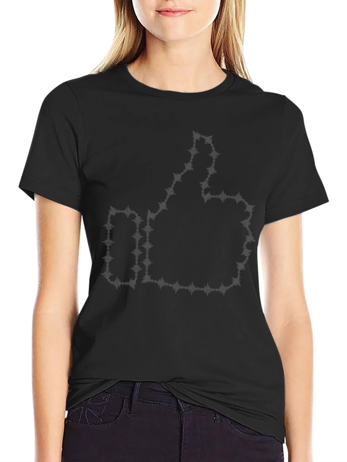 Thumbs Up Barbed Wire Black Graphic Tee product image 2