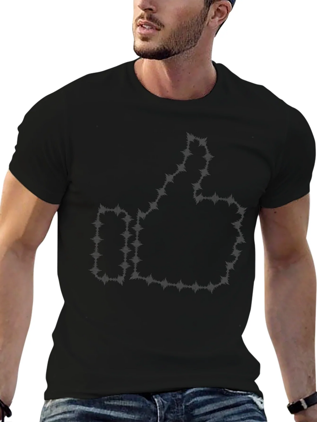 Thumbs Up Barbed Wire Black Graphic Tee product image 6