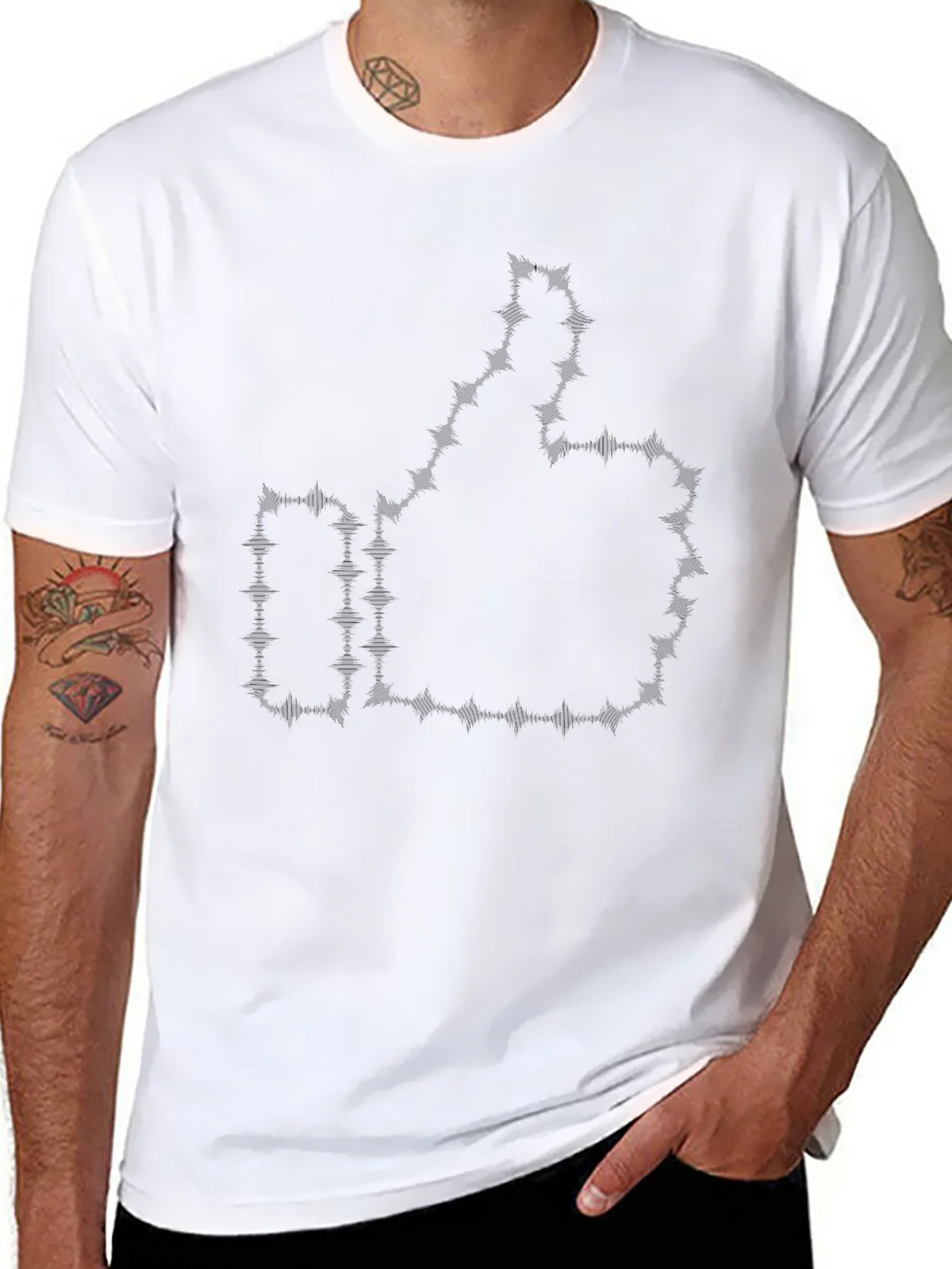 Thumbs Up Barbed Wire Black Graphic Tee product image 7
