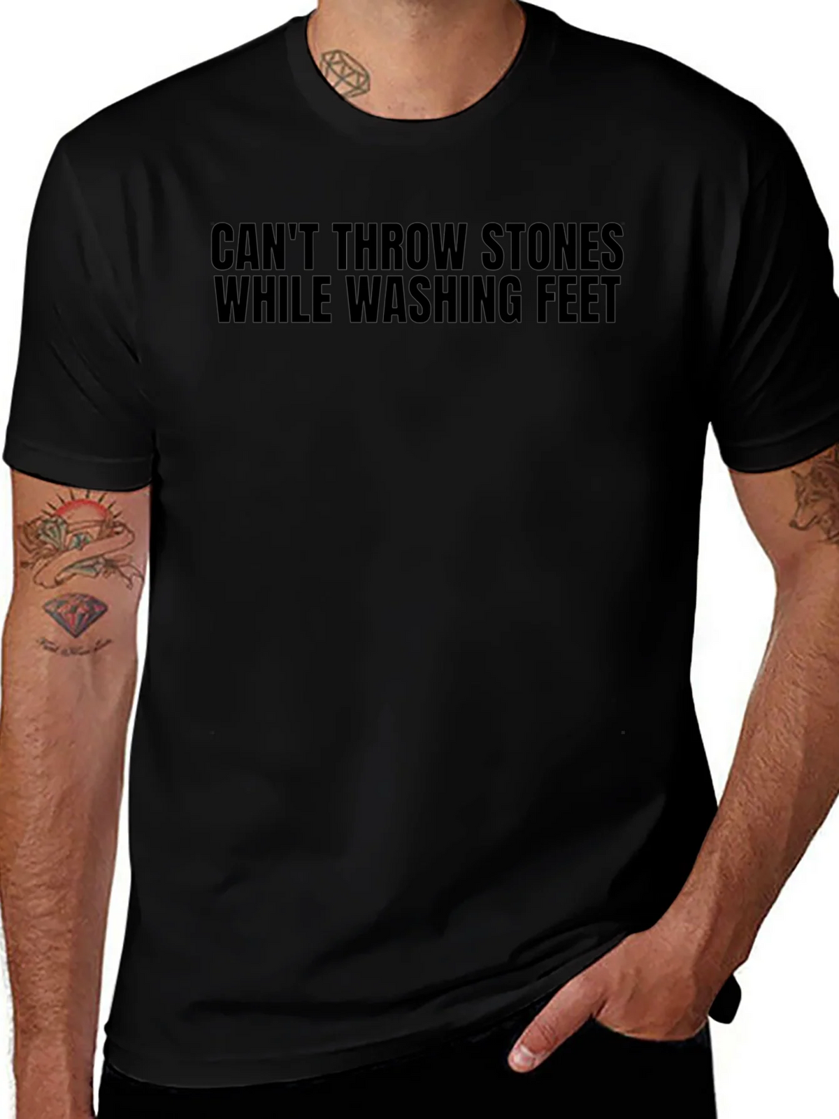 Cant Throw Stones T-Shirt - Black Graphic Tee product image 1