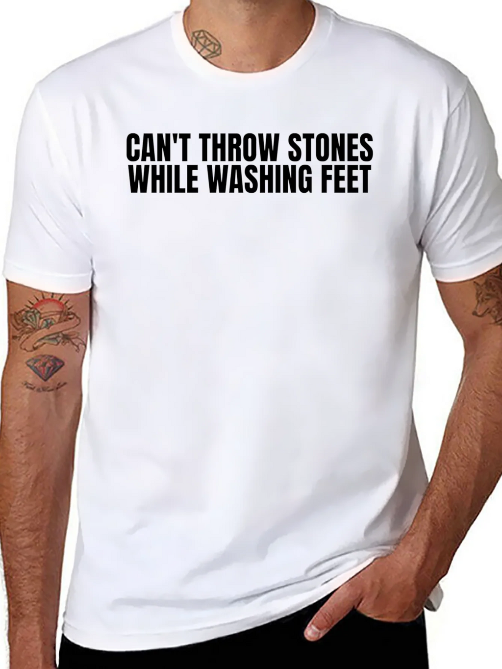 Cant Throw Stones T-Shirt - Black Graphic Tee product image 7