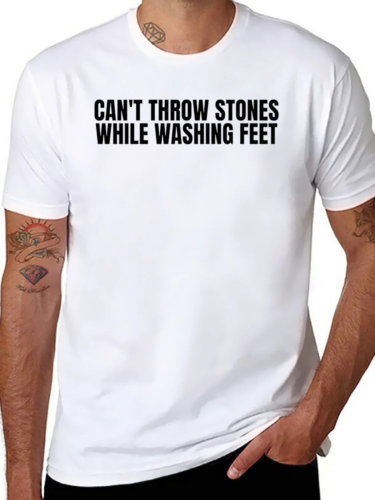 Cant Throw Stones T-Shirt - Black Graphic Tee product image 7