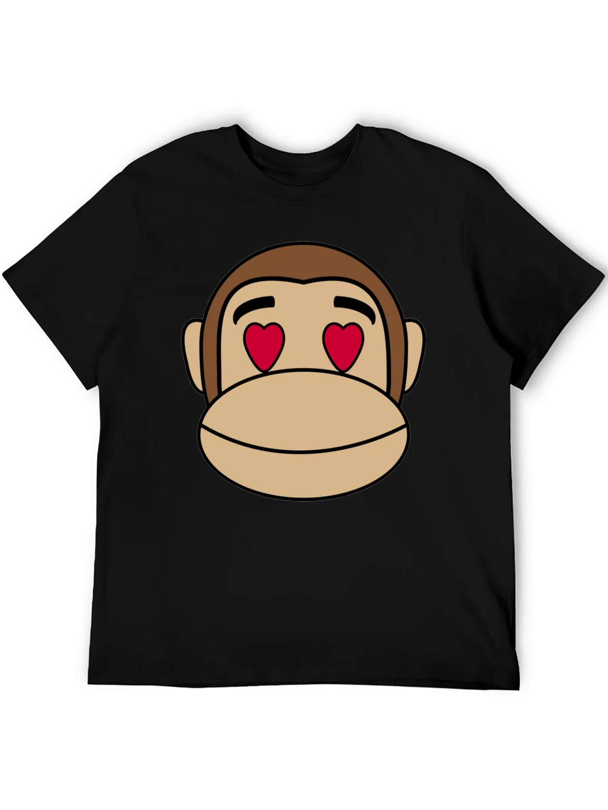 Monkey Face Heart Eyes T-Shirt - Black Cotton product image 5
