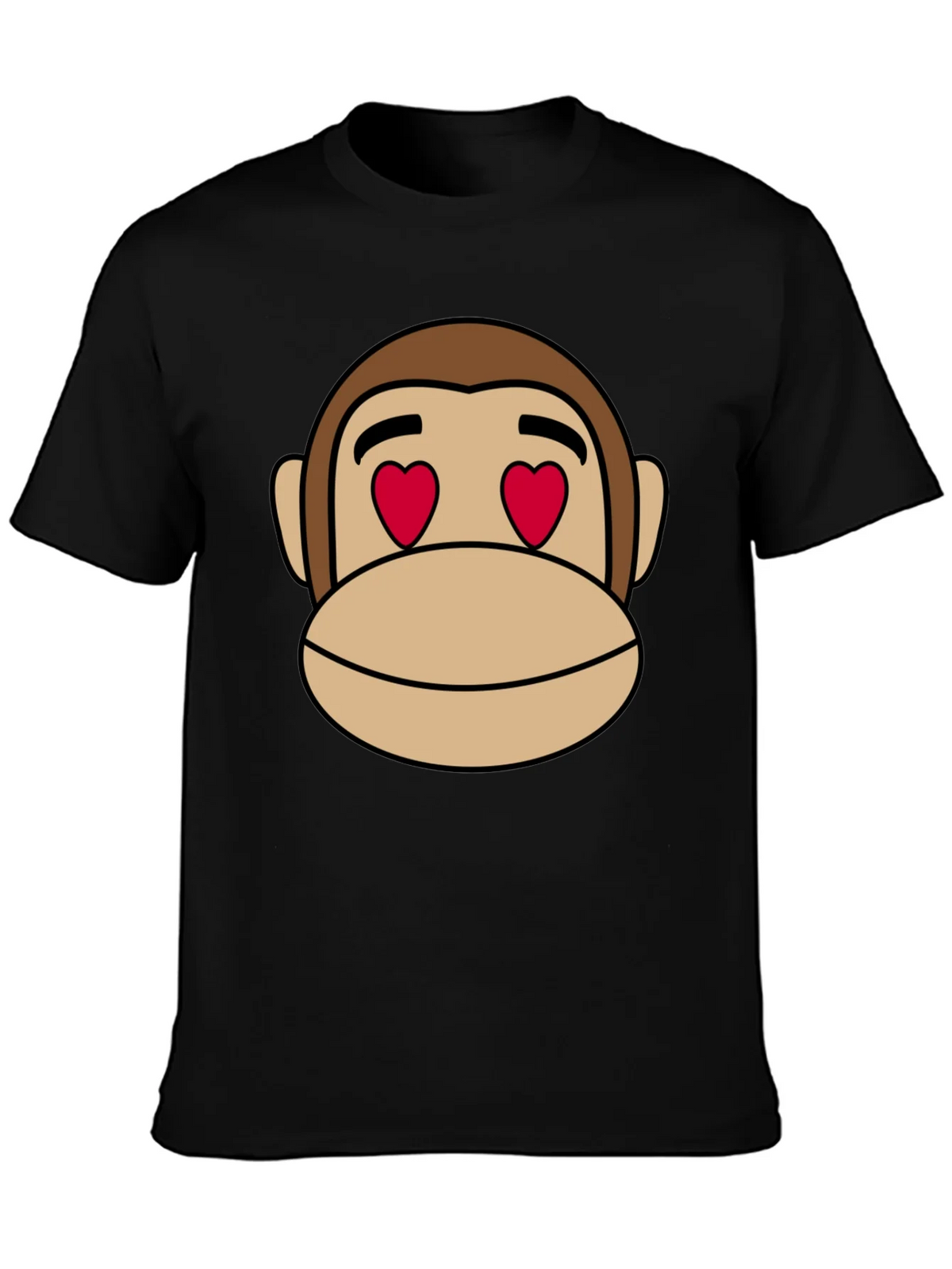 Monkey Face Heart Eyes T-Shirt - Black Cotton product image 3
