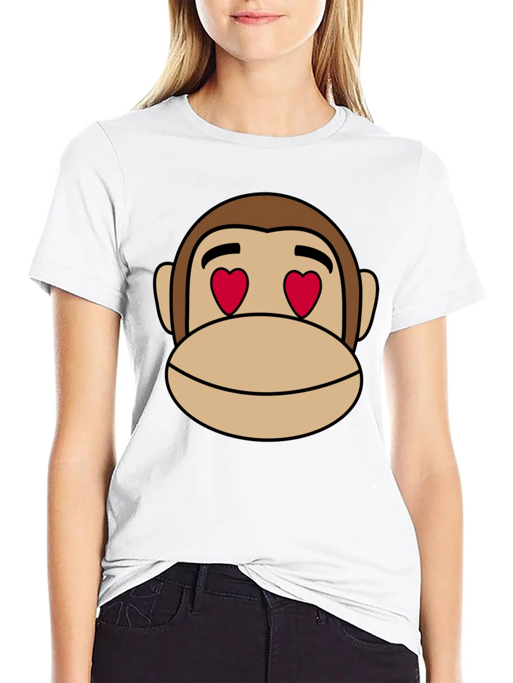 Monkey Face Heart Eyes T-Shirt - Black Cotton product image 8