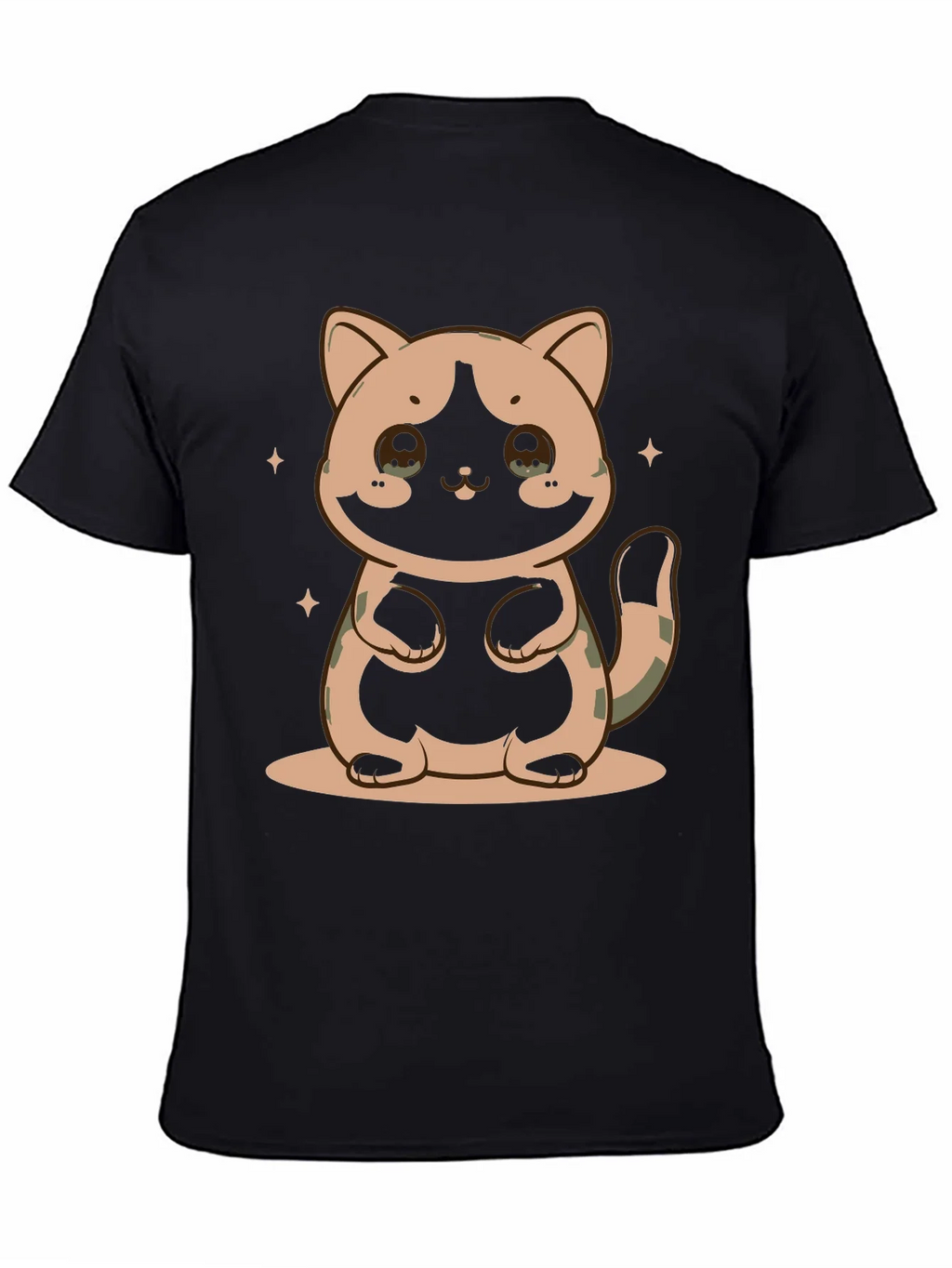 Cute Cat Graphic Print Black T-Shirt product image 4
