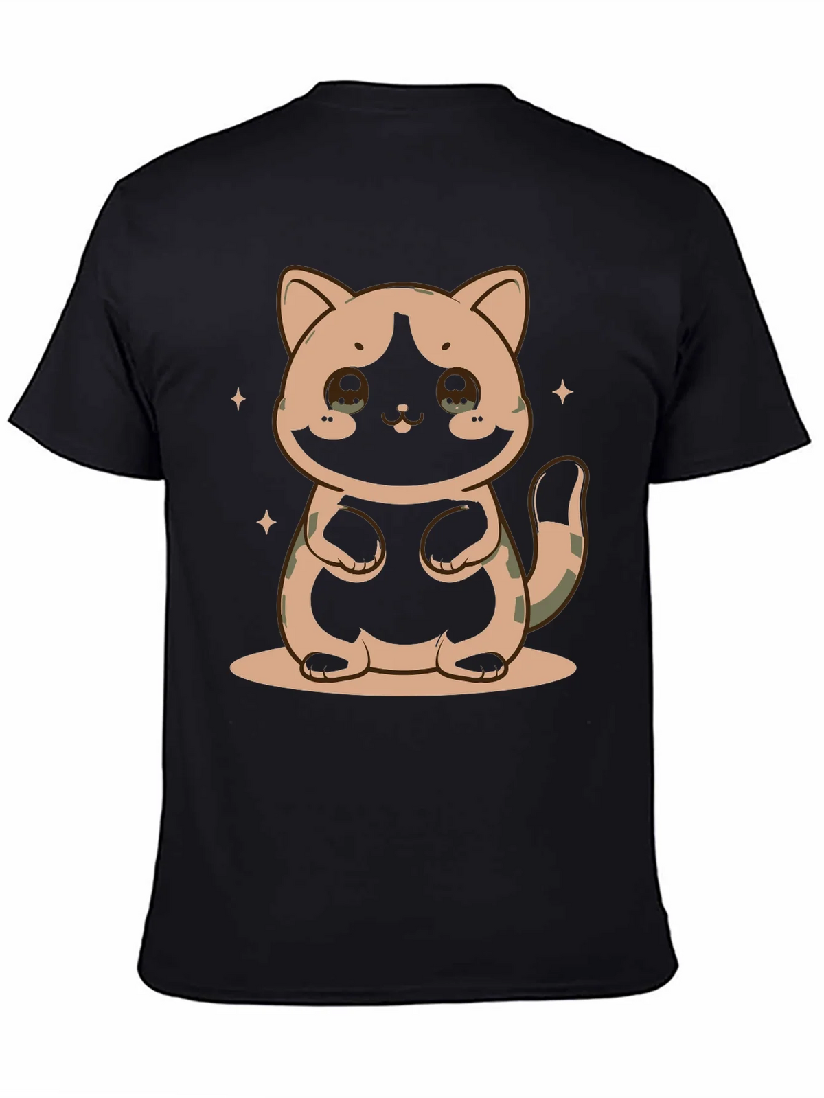 Cute Cat Graphic Print Black T-Shirt product image 4