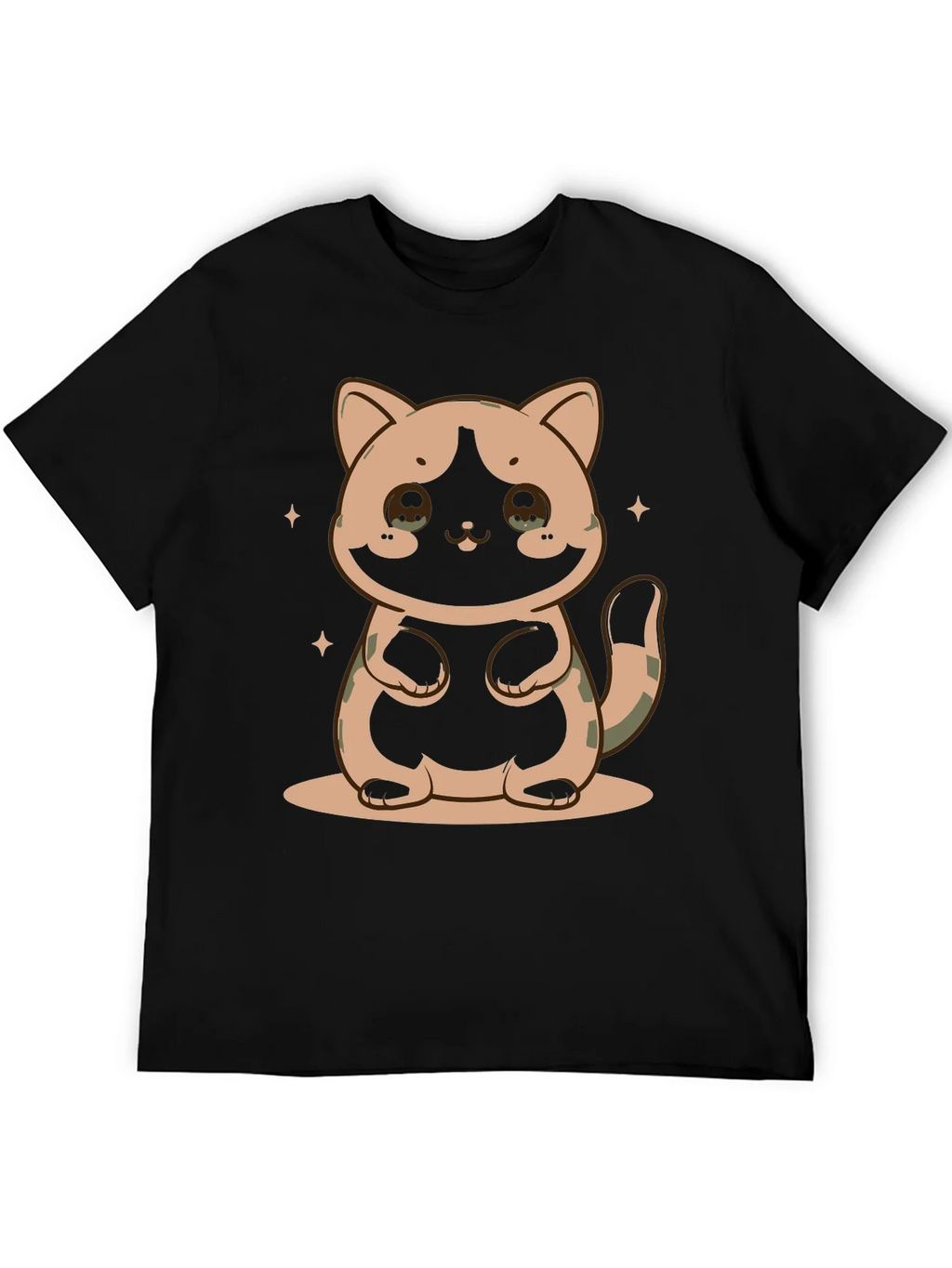Cute Cat Graphic Print Black T-Shirt product image 5