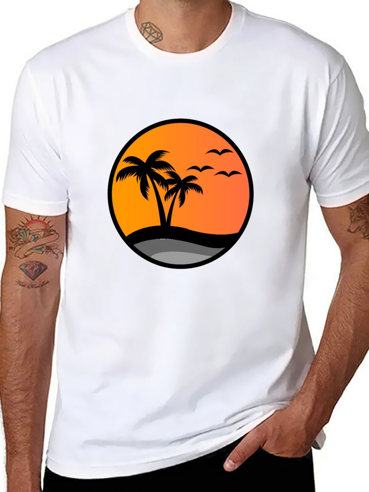 Sunset Palm Tree Graphic Tee - Black product image 7