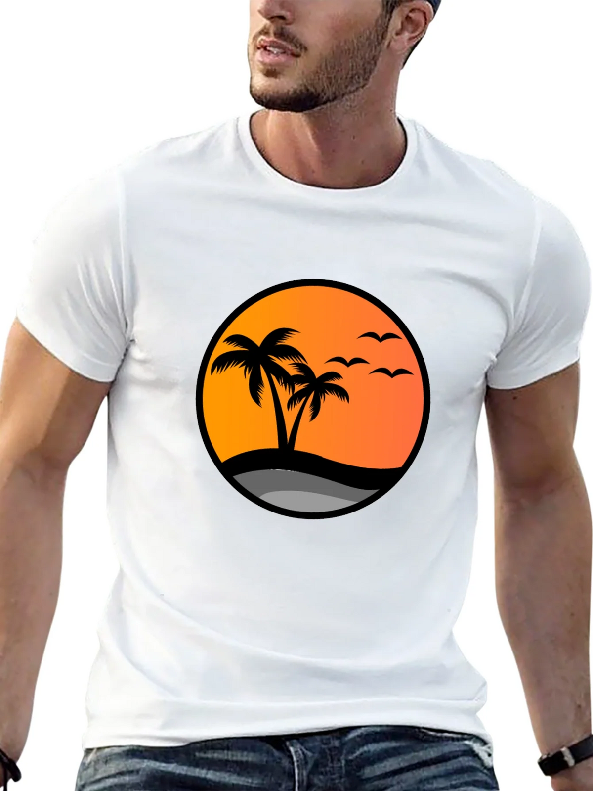 Sunset Palm Tree Graphic Tee - Black product image 12