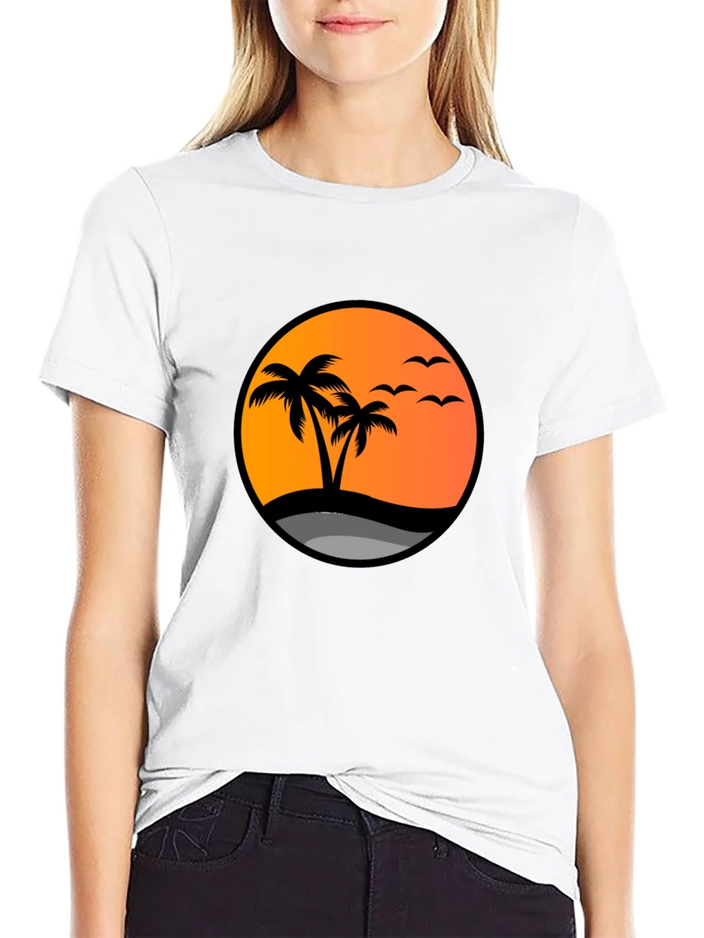 Sunset Palm Tree Graphic Tee - Black product image 8