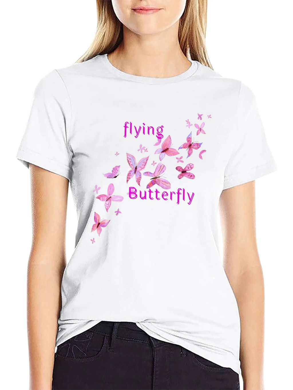 Butterfly Graphic Tee - Pink Floral Design product image 4