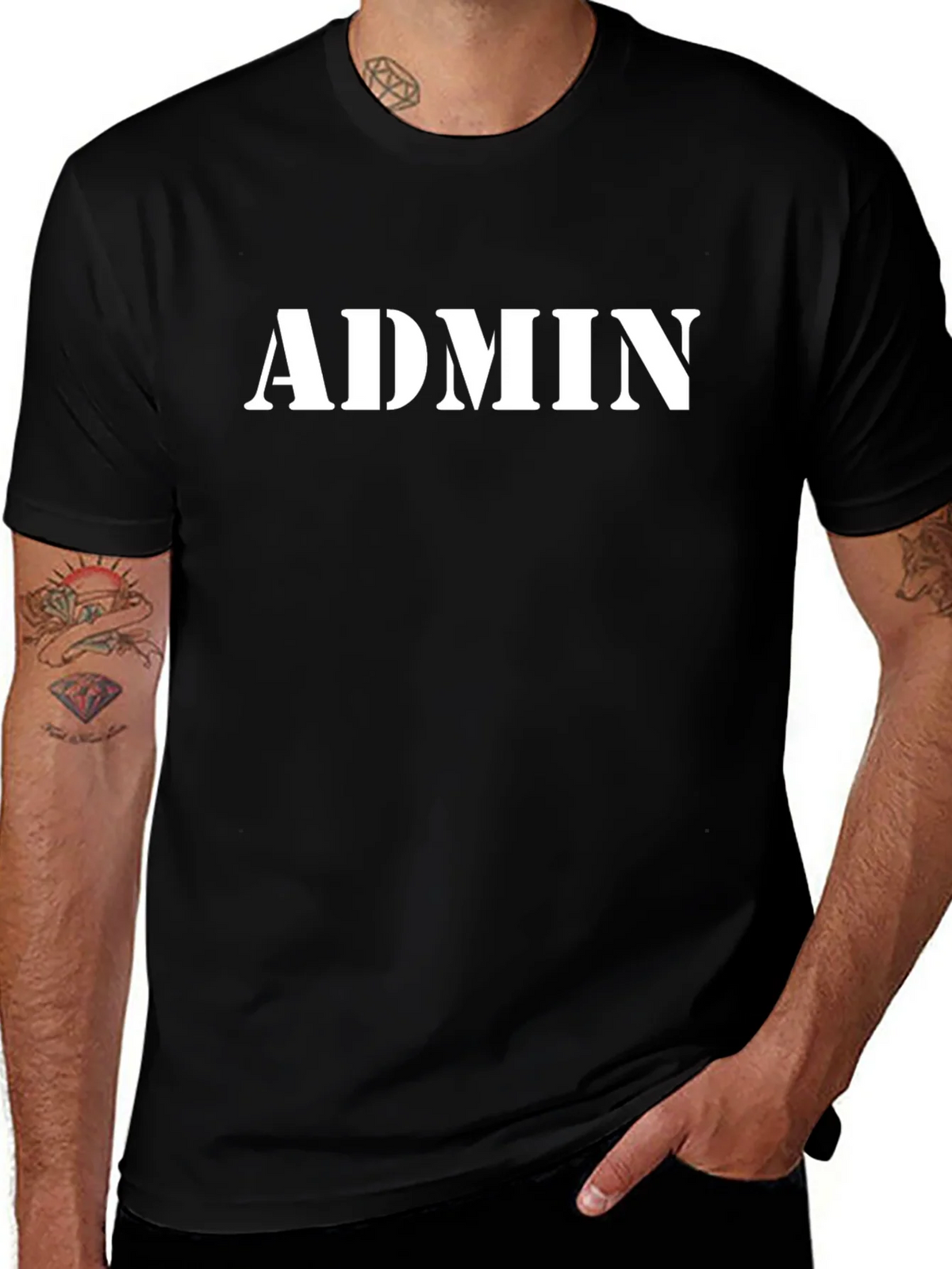 Admin Print Black Crewneck T-Shirt product image 1