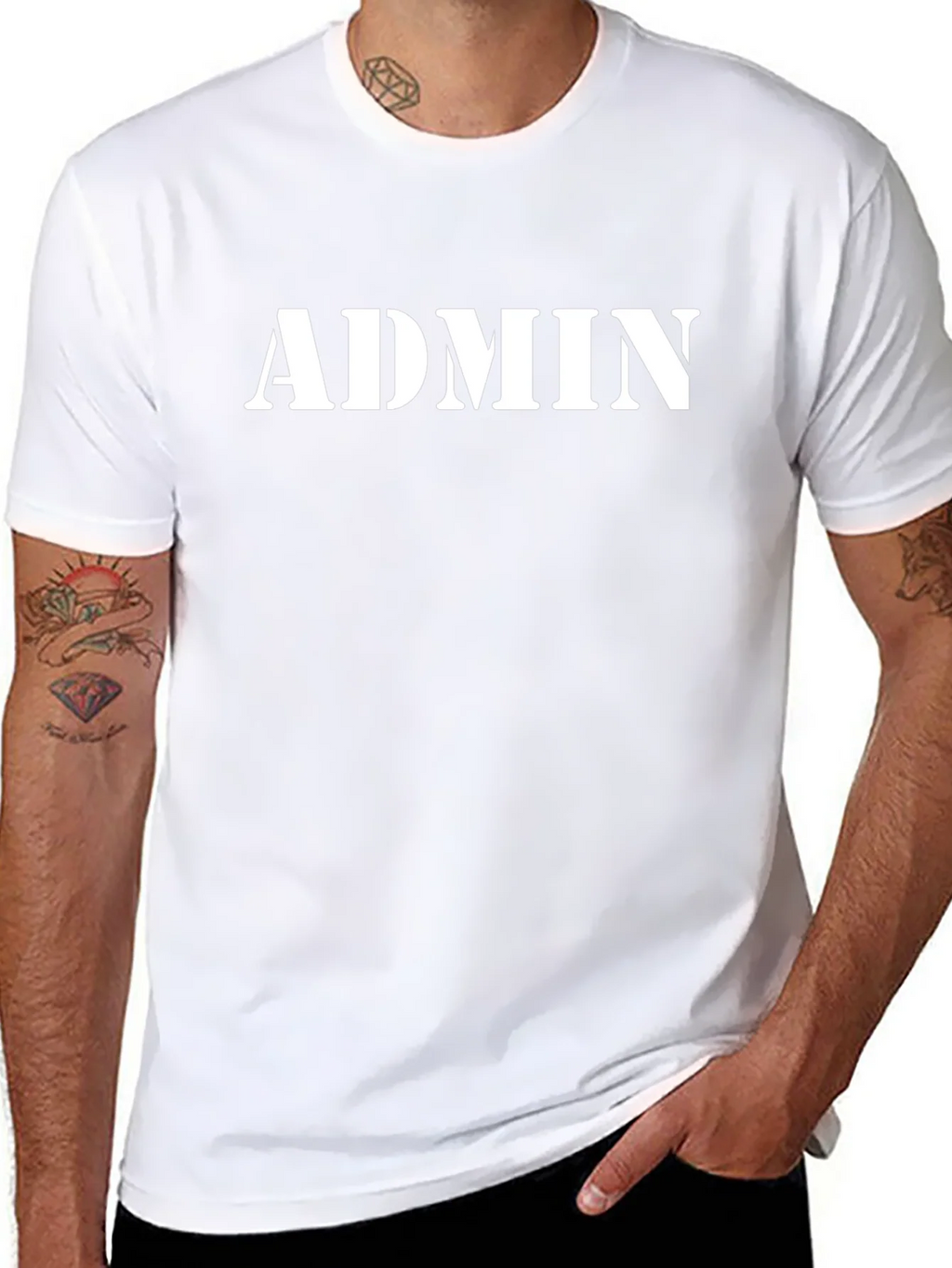 Admin Print Black Crewneck T-Shirt product image 7