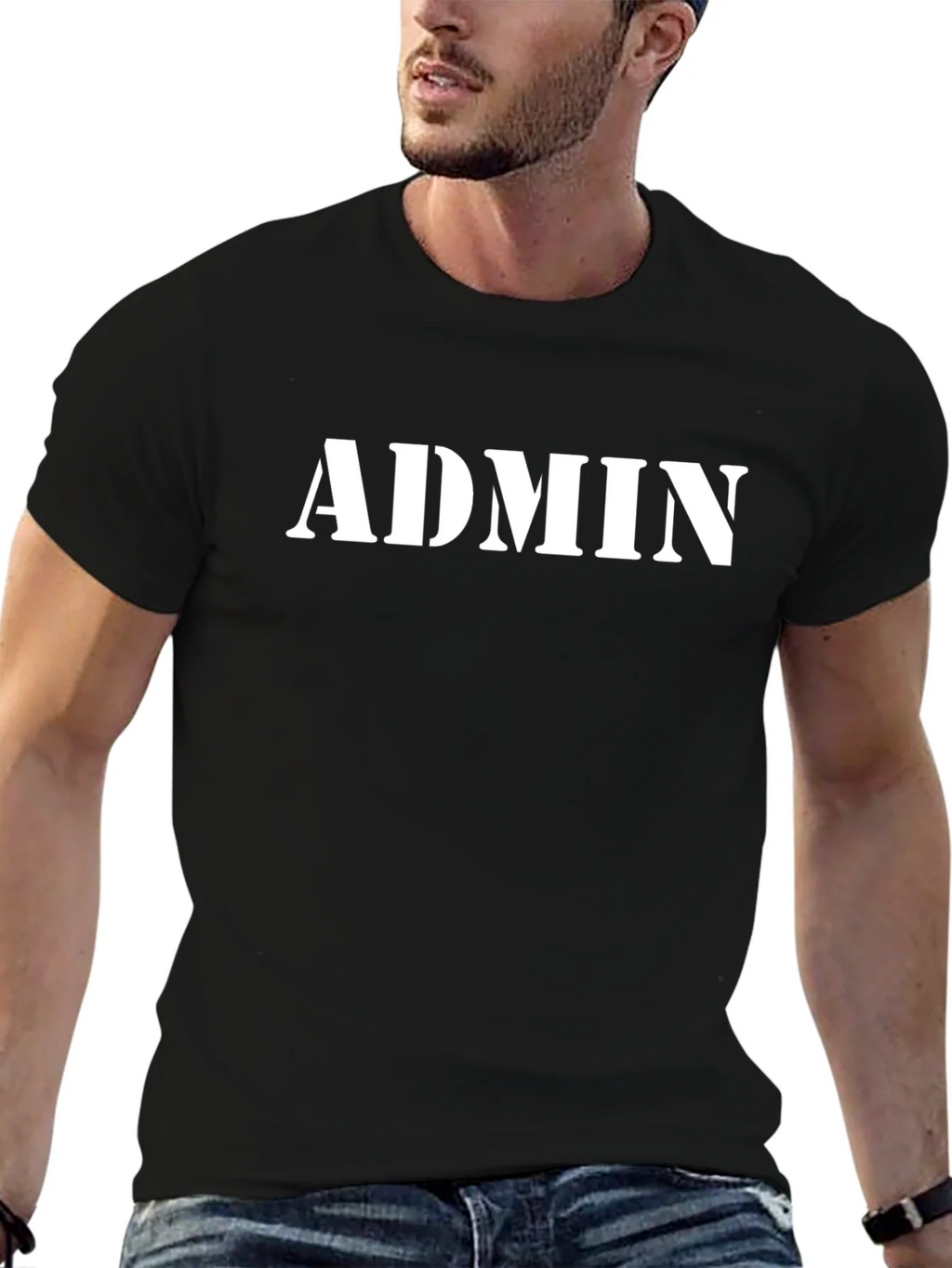 Admin Print Black Crewneck T-Shirt product image 6