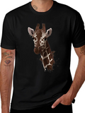 Giraffe Print Black T-Shirt - Stylish Animal Design product image 1