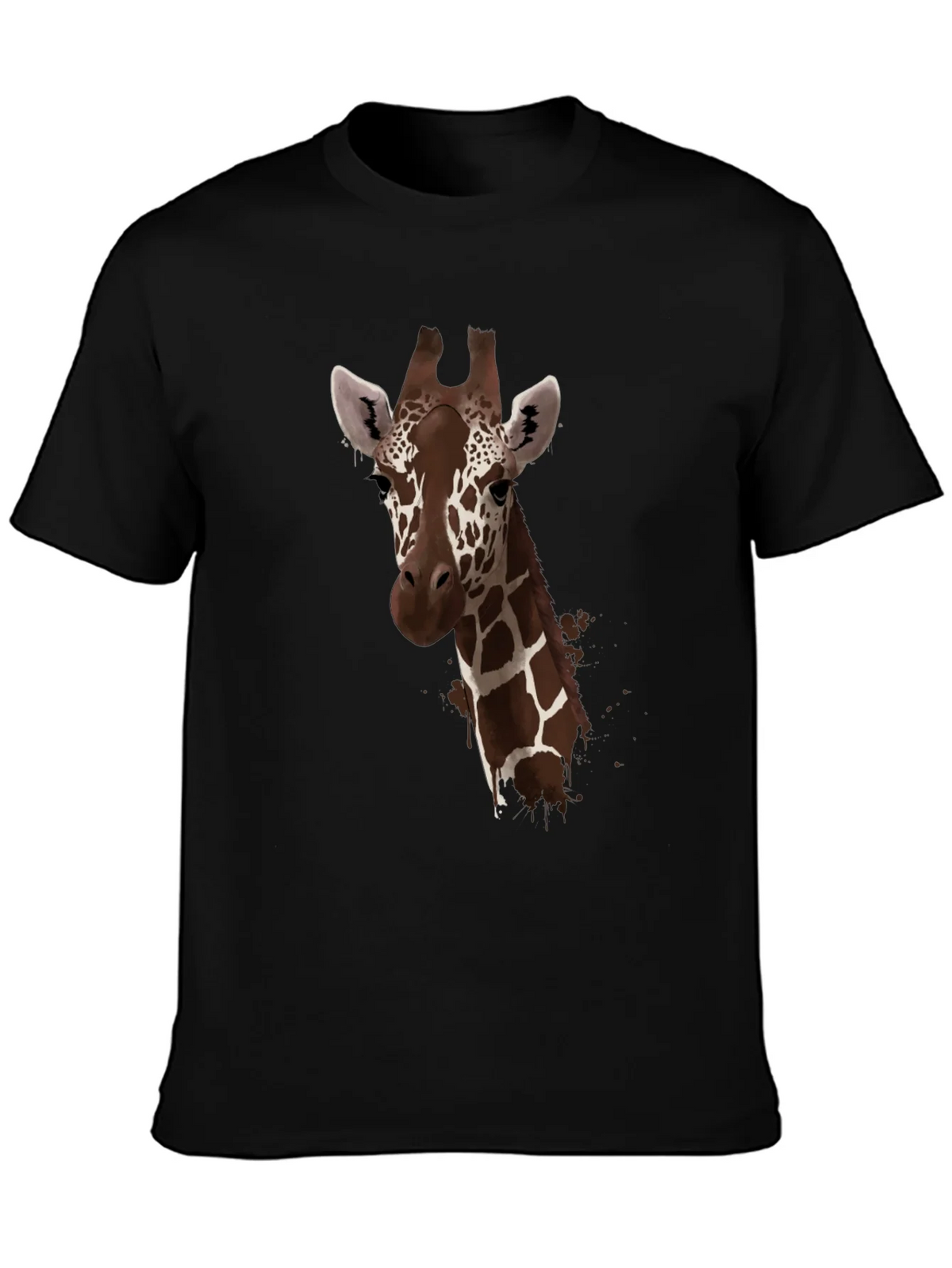 Giraffe Print Black T-Shirt - Stylish Animal Design product image 3