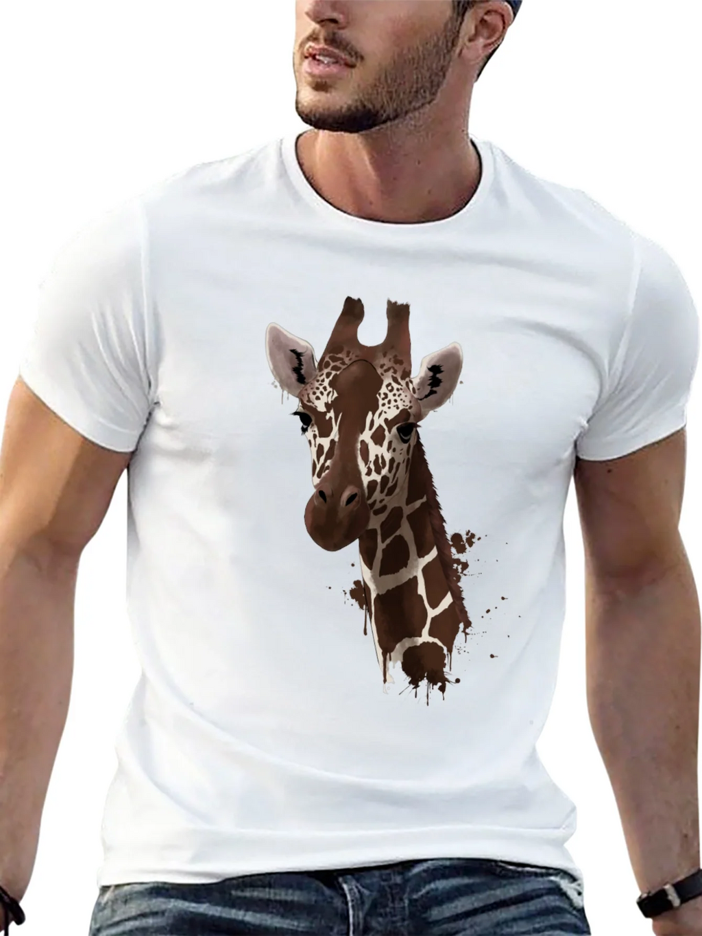 Giraffe Print Black T-Shirt - Stylish Animal Design product image 12