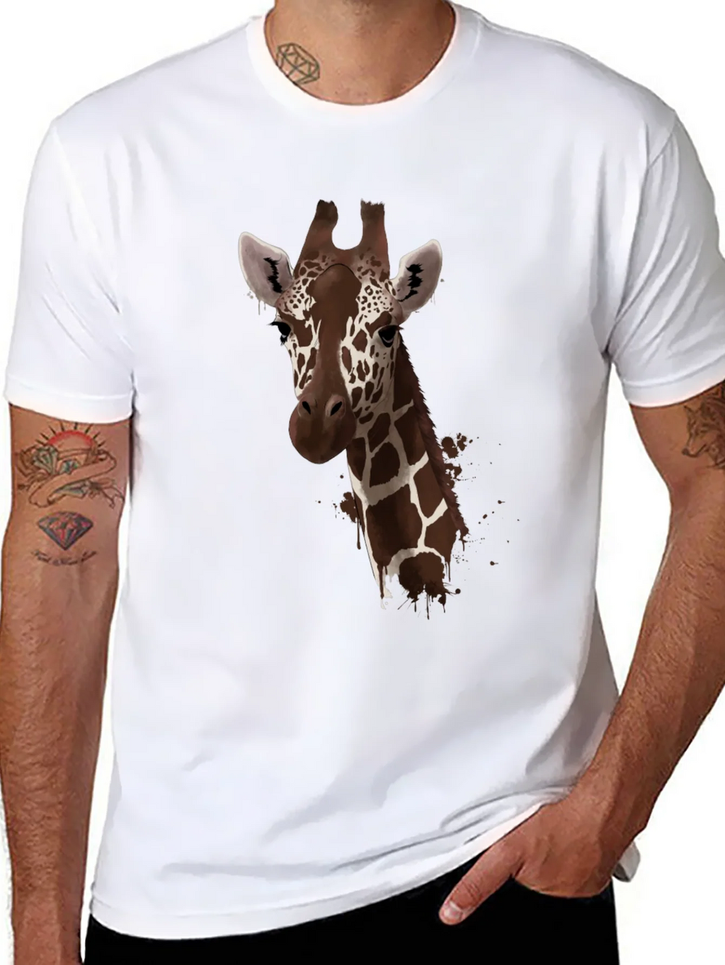 Giraffe Print Black T-Shirt - Stylish Animal Design product image 7