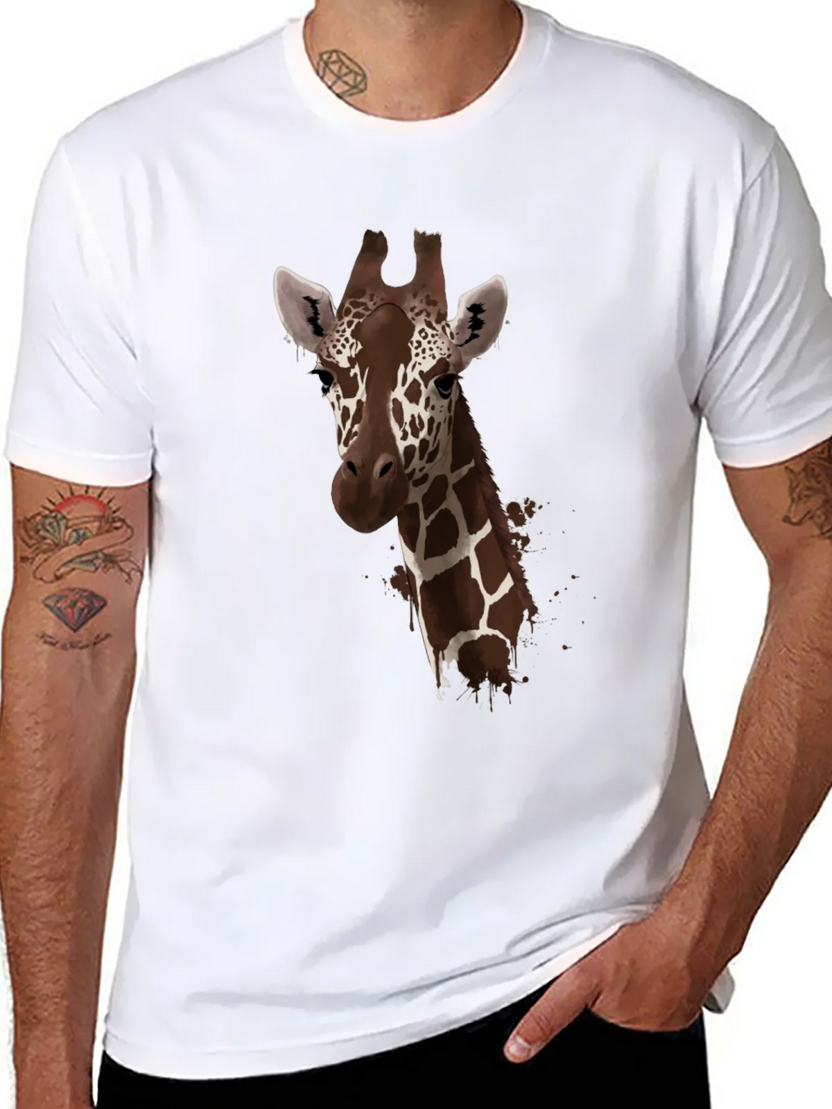 Giraffe Print Black T-Shirt - Stylish Animal Design product image 7