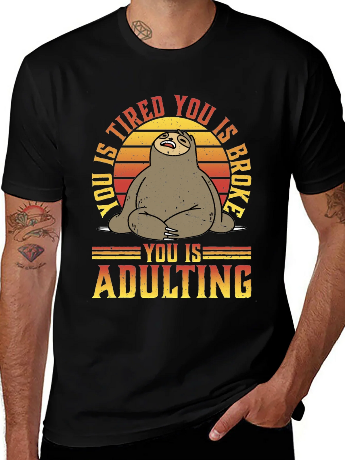 Funny Sloth Adulting Graphic T-Shirt product image 1