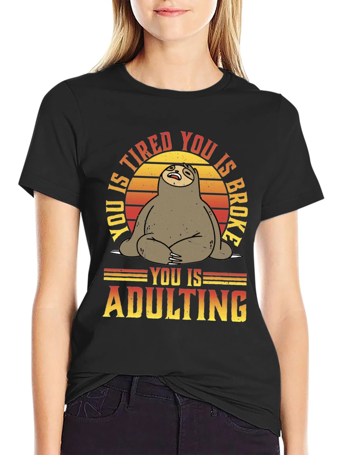 Funny Sloth Adulting Graphic T-Shirt product image 2