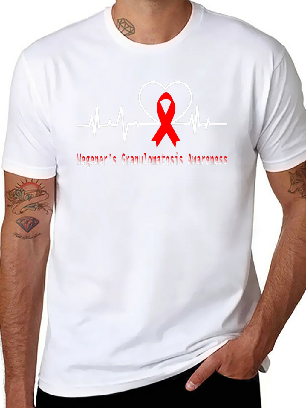 Wegeners Awareness Ribbon Heartbeat T-Shirt product image 7