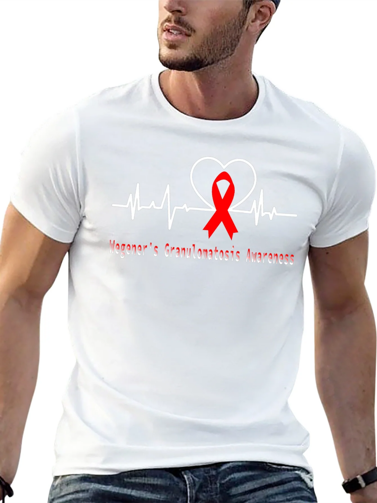 Wegeners Awareness Ribbon Heartbeat T-Shirt product image 12