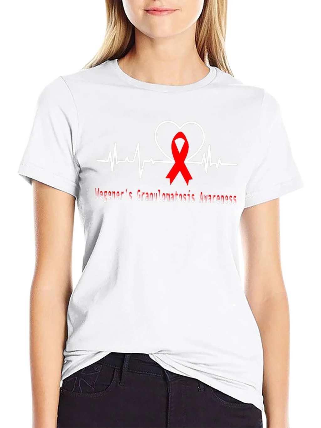 Wegeners Awareness Ribbon Heartbeat T-Shirt product image 8