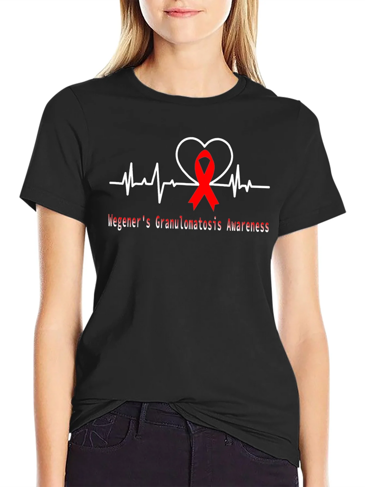 Wegeners Awareness Ribbon Heartbeat T-Shirt product image 2