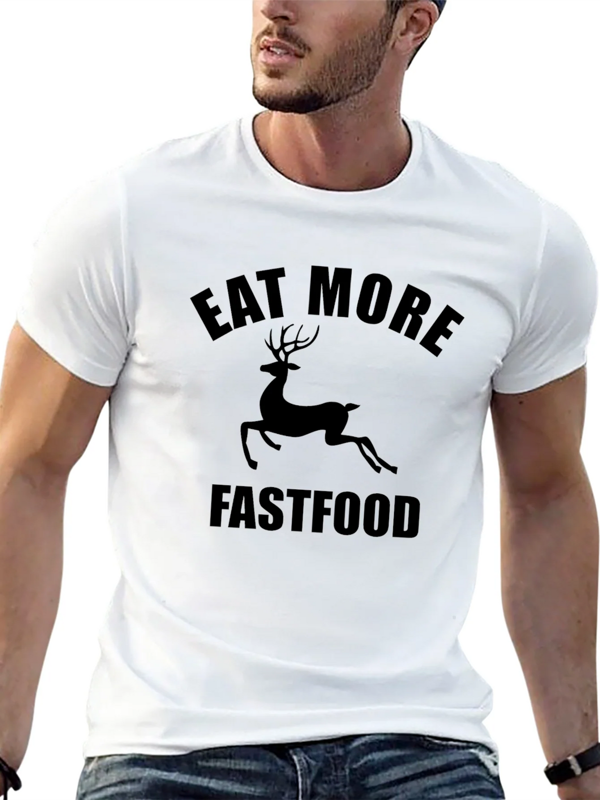 Eat More Fastfood Deer Graphic Tee - Black product image 10