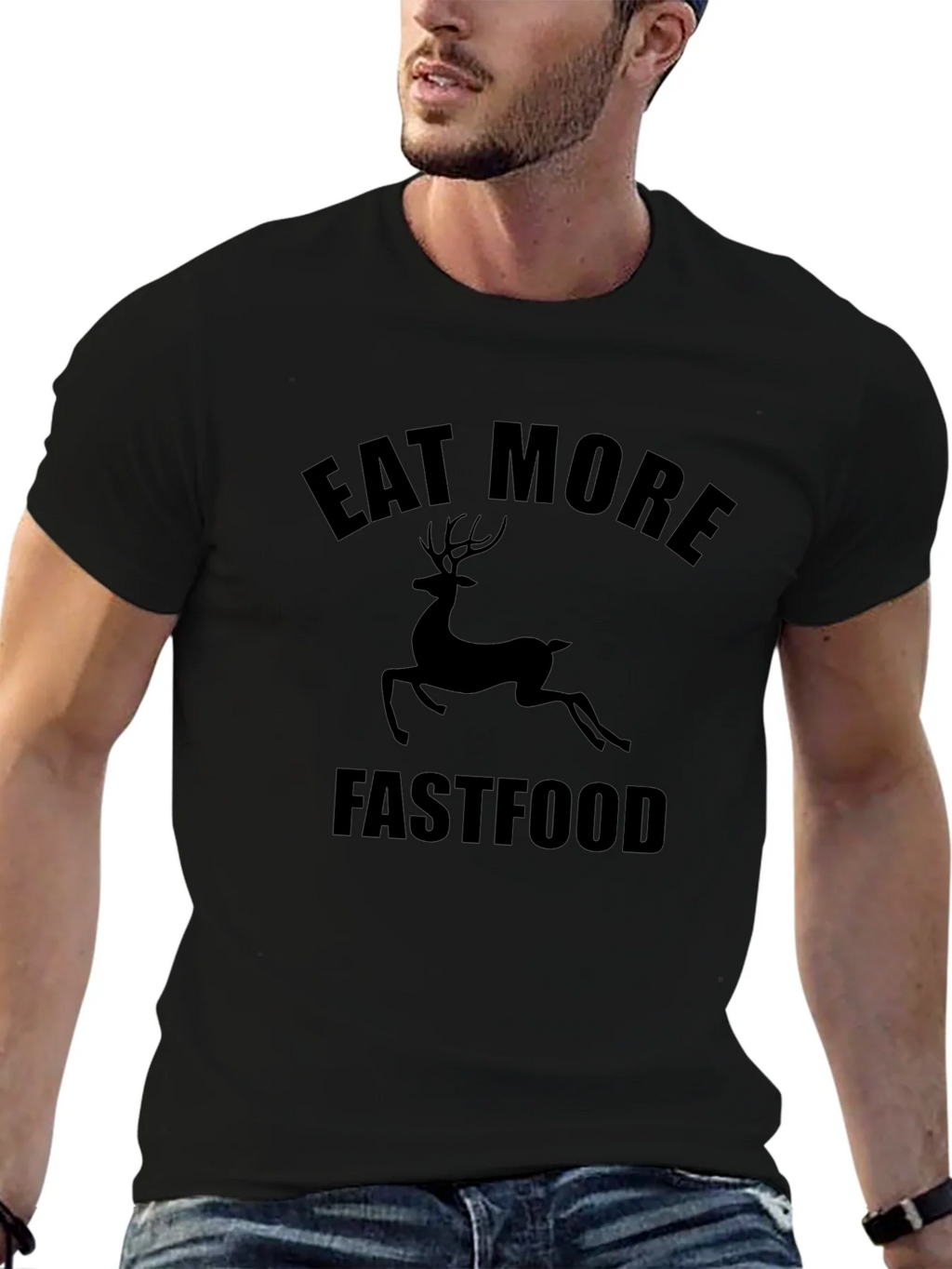 Eat More Fastfood Deer Graphic Tee - Black product image 4