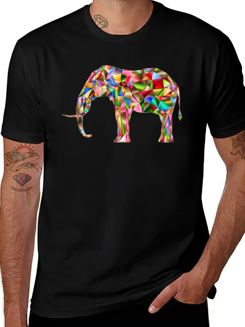 Geometric Elephant Graphic Tee - Modern Art Shirt product image 1
