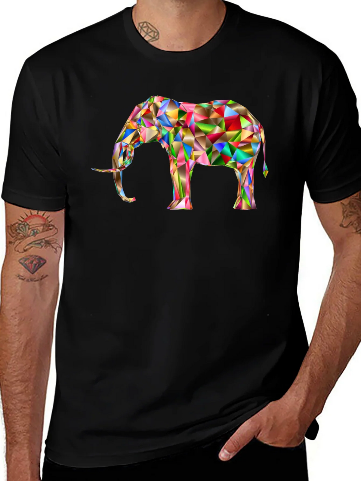 Geometric Elephant Graphic Tee - Modern Art Shirt product image 1