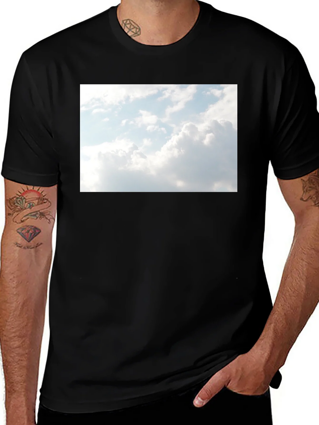 Sky Graphic Black Tee - Cotton Blend Comfort product image 1