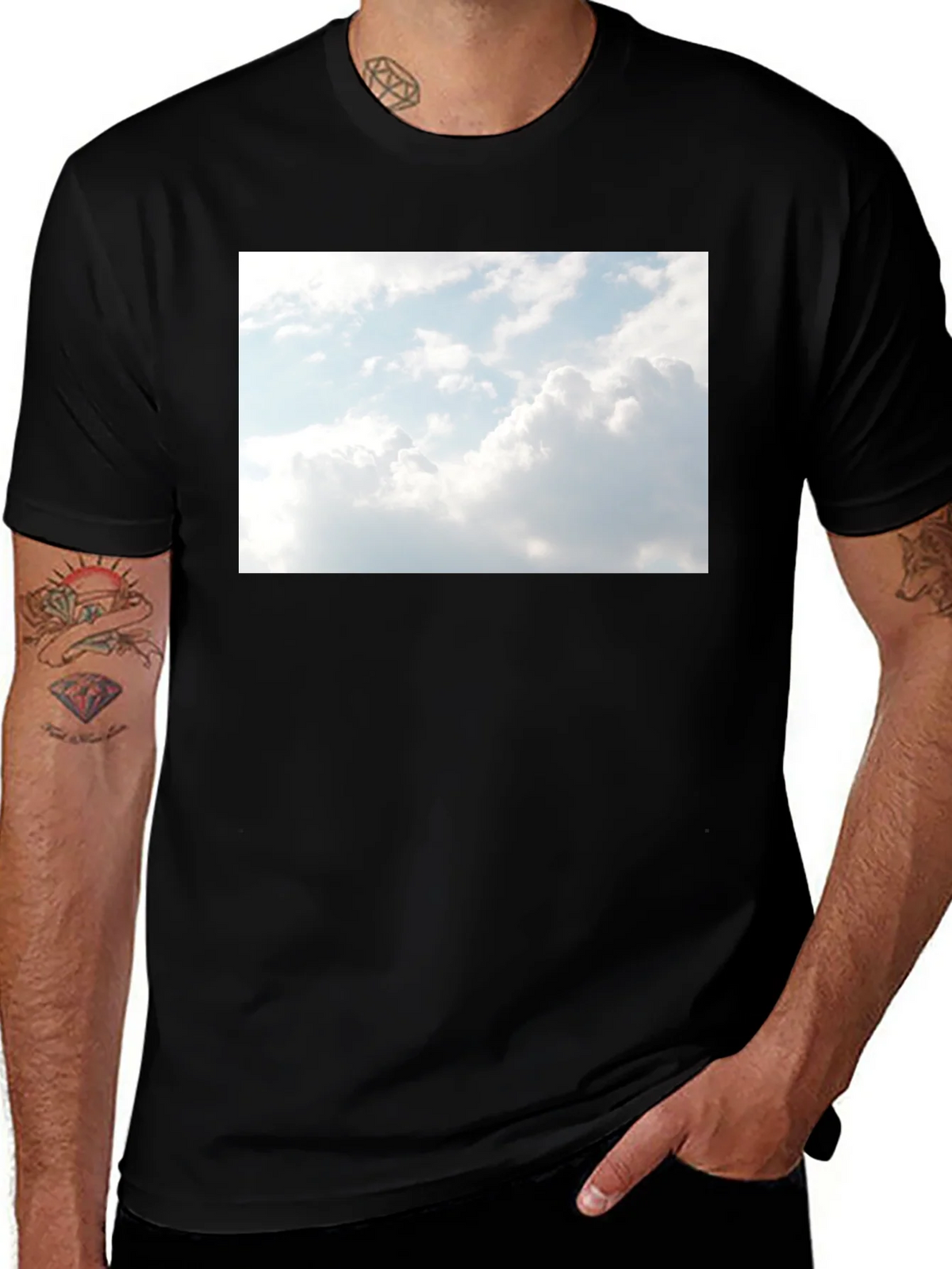 Sky Graphic Black Tee - Cotton Blend Comfort product image 1
