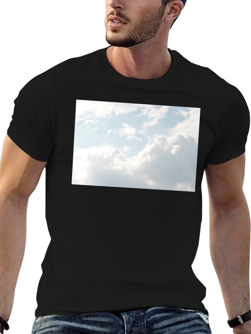 Sky Graphic Black Tee - Cotton Blend Comfort product image 6