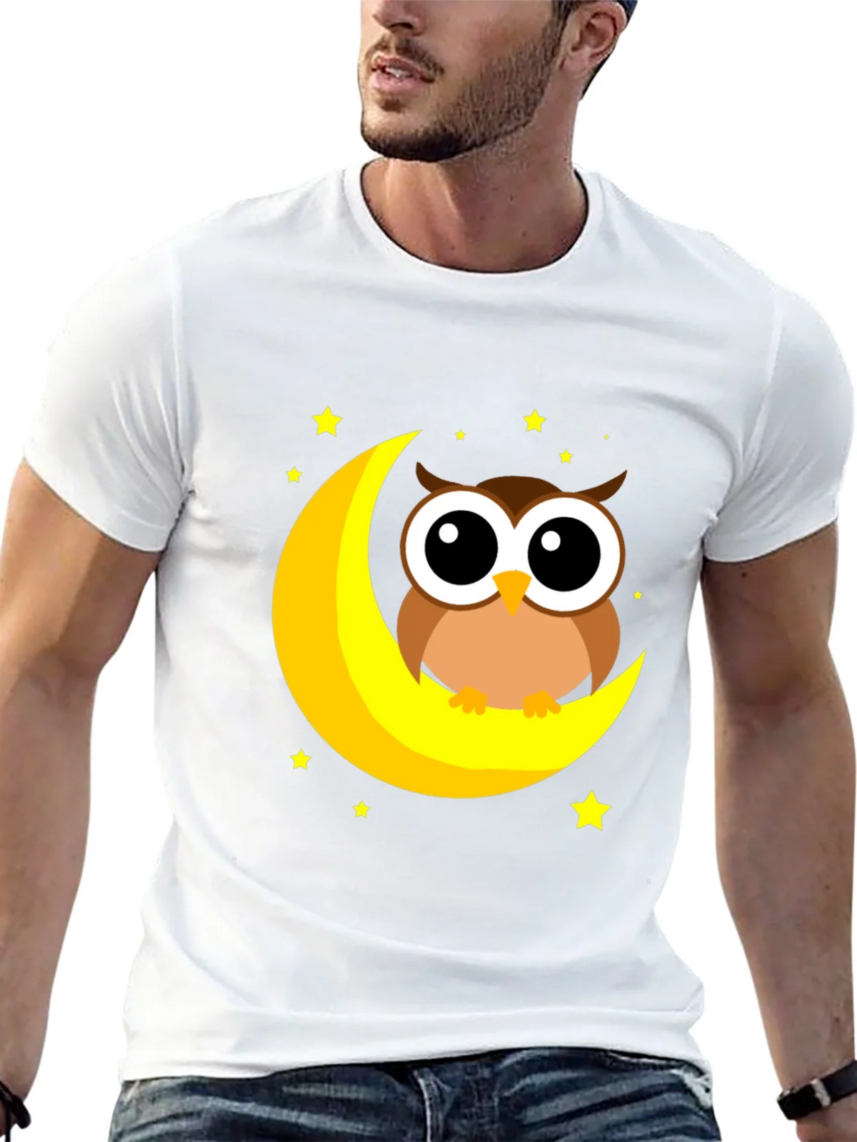 Cute Owl on Moon Graphic Tee product image 12