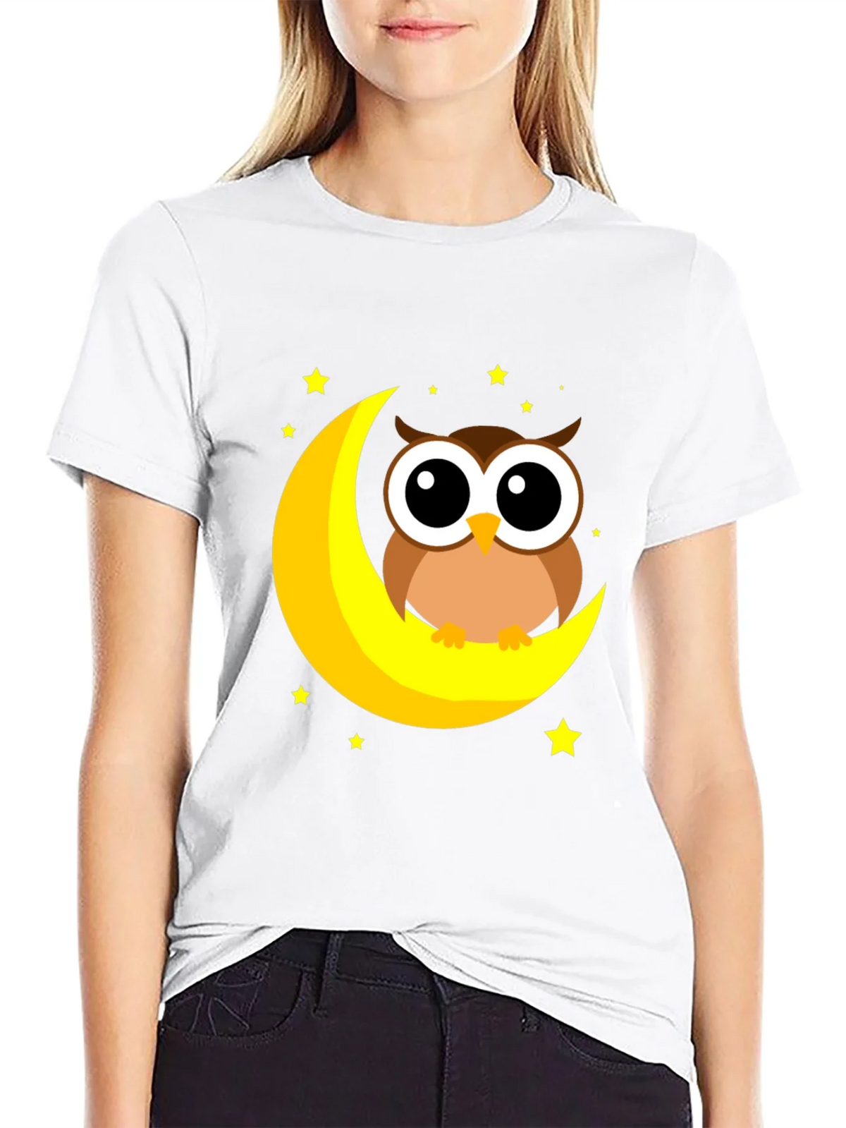 Cute Owl on Moon Graphic Tee product image 8