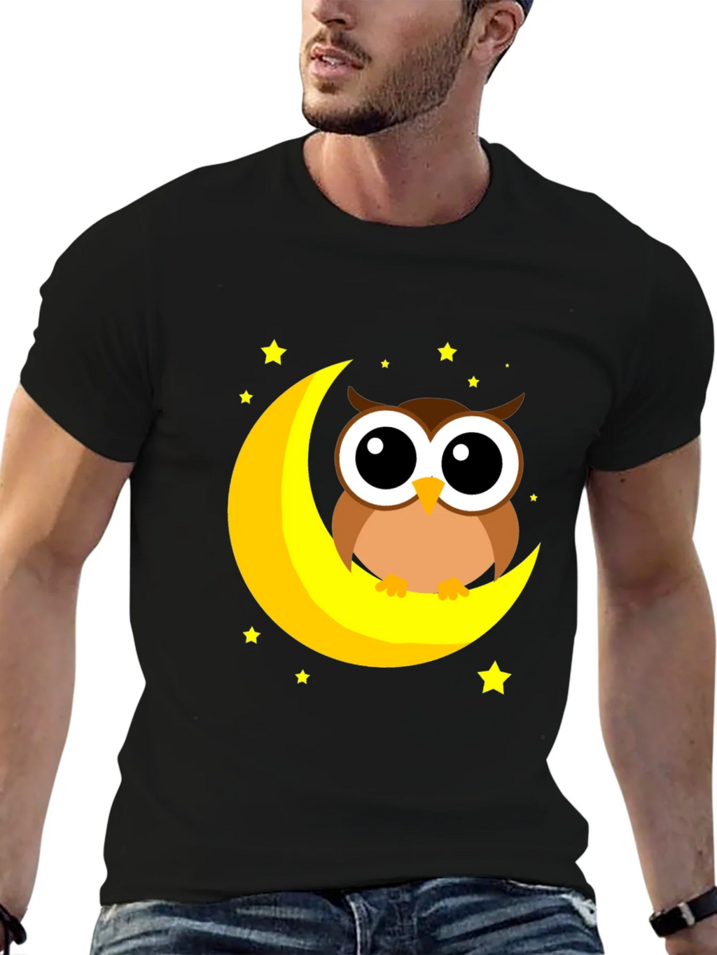 Cute Owl on Moon Graphic Tee product image 6